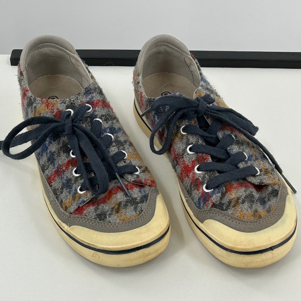 Keen Elsa Plaid Wool Sneakers Grey Red Blue Yellow‎ Low Top Lace Up Womens 8
